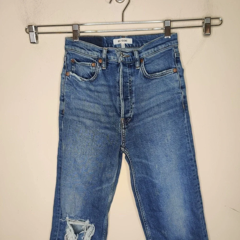 Re/Done Jeans 70 Ultra High Rise Distressed Denim Vintage‎